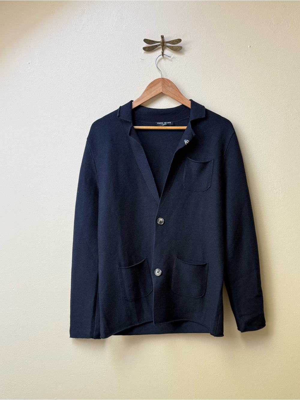 Vintage Navy Knit Shirt Jacket